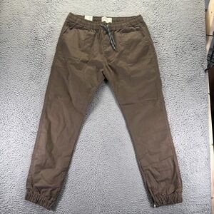 Free Planet Pant Mens XL Brown Cotton Jogger Tapered Workwear Utility Stretch